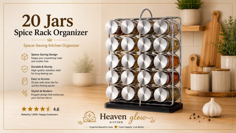 Organize Your Kitchen with a 20 Jar Spice Rack Organizer & Spice Label Stickers