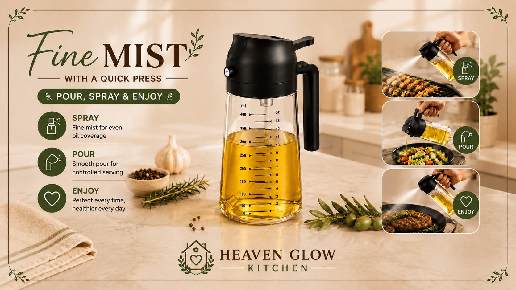 Best olive oil sprayer bottle for cooking air fryer grilling and healthy kitchen use